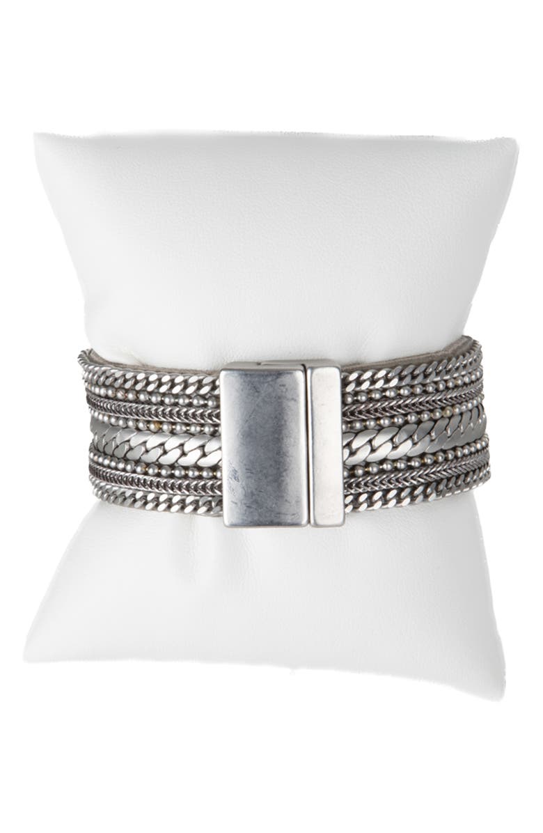SAACHI Leather Chain Bracelet, Alternate, color, Silver