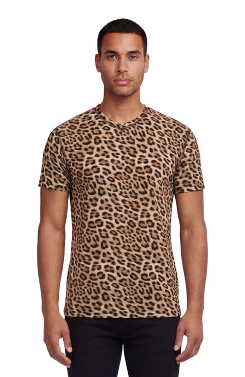 Leopard Mens Wool Vneck Tee