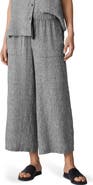 Eileen Fisher Stripe Organic Linen Crop Wide Leg Pants