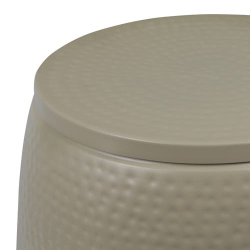 Happimess Merida Modern Rustic Hammered Metal Drum Storage Side Table With Lid