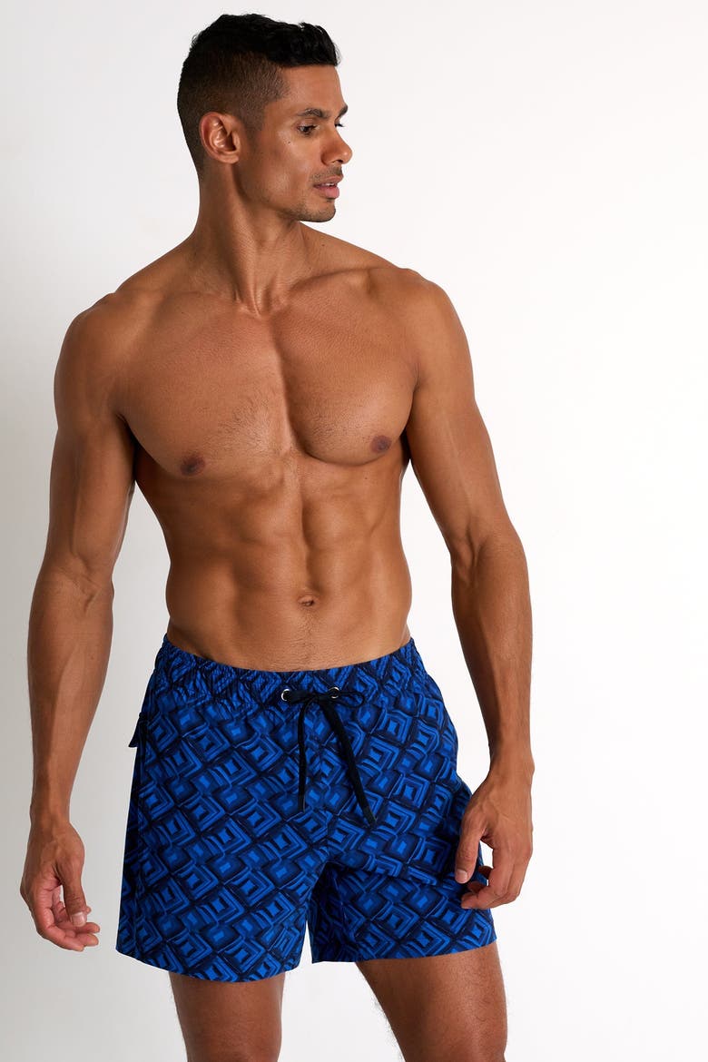 Classic fit stretch swim trunks, Alternate, color, Print