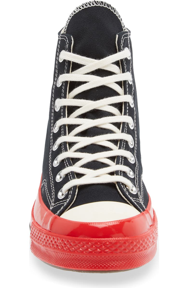 Comme des Garçons PLAY x Converse Chuck Taylor<sup>®</sup> Hidden Heart Red Sole High Top Sneaker, Alternate, color,