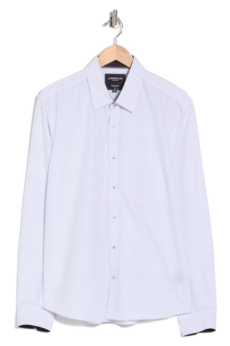 Printed Stretch Long Sleeve Shirt, Alternate, color, WHITE