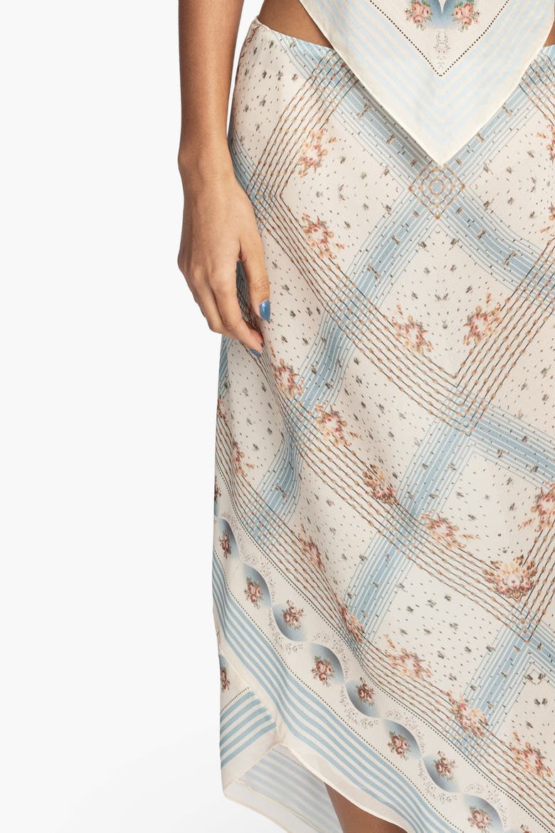 Heritage Scarf Print Chiffon Skirt, Alternate, color, SKY BLUE