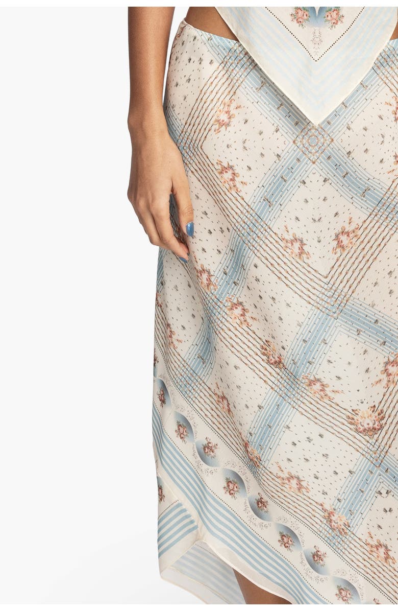 Anna Sui Heritage Scarf Print Chiffon Skirt, Alternate, color, Sky Blue