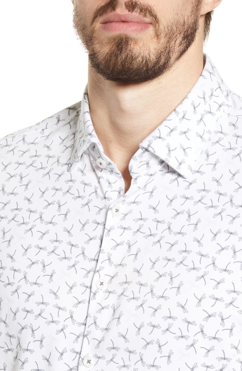 Stone Rose Short Sleeve Tech Knit Button-Up Shirt, Alternate, color,