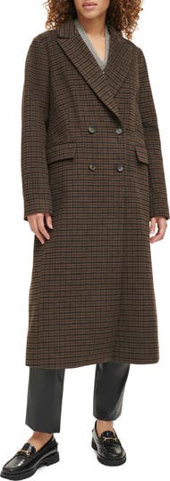 Levi's® Houndstooth Check Double Breasted Long Coat | Nordstrom Levi's® Houndstooth Check Double Breasted Long Coat | Nordstrom