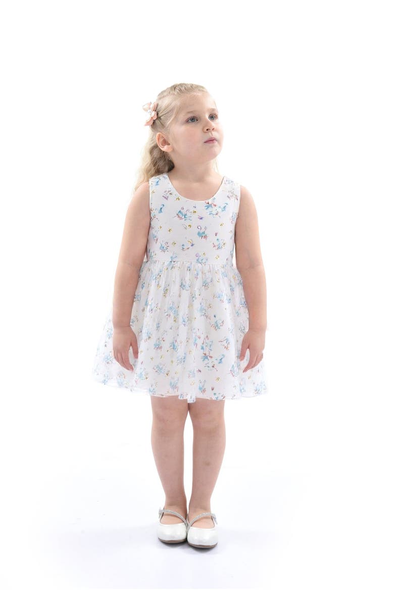 Tulleen Floral Print Bow Dress, Alternate, color, Blue