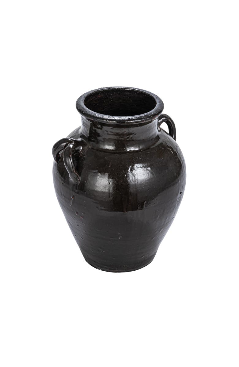 Storied Home Found Decorative Clay Jar, Distressed Espresso Color, Main, color, Black