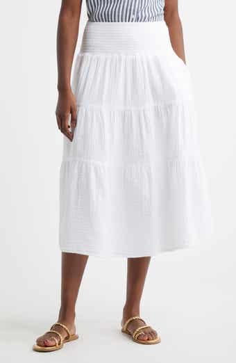 Tiered Cotton Gauze Midi Skirt