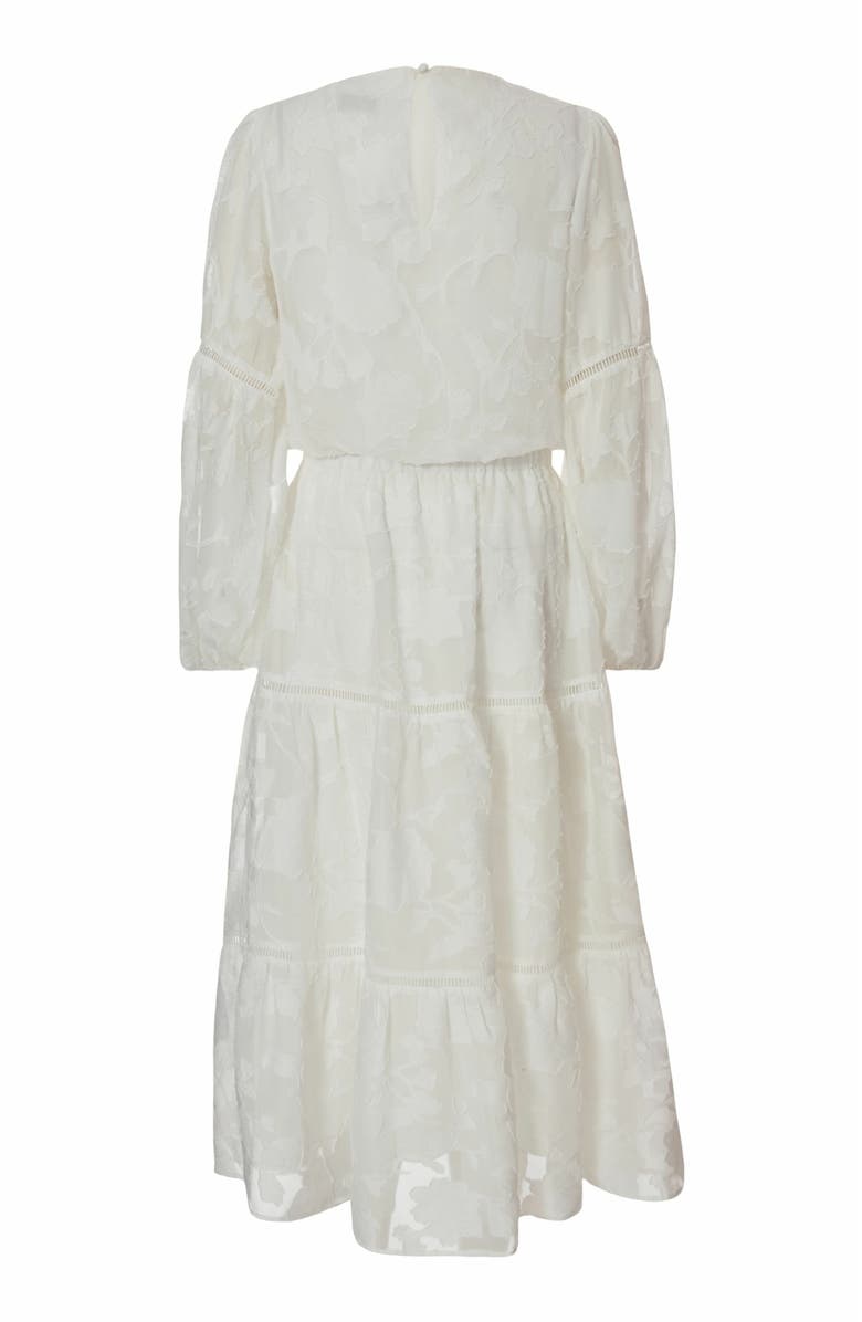 QUIZ Jacquard Midi Dress with Balloon Sleeve, Alternate, color, 