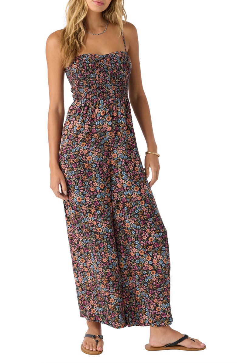 O'Neill Kaylane Floral Smocked Jumpsuit, Alternate, color, 