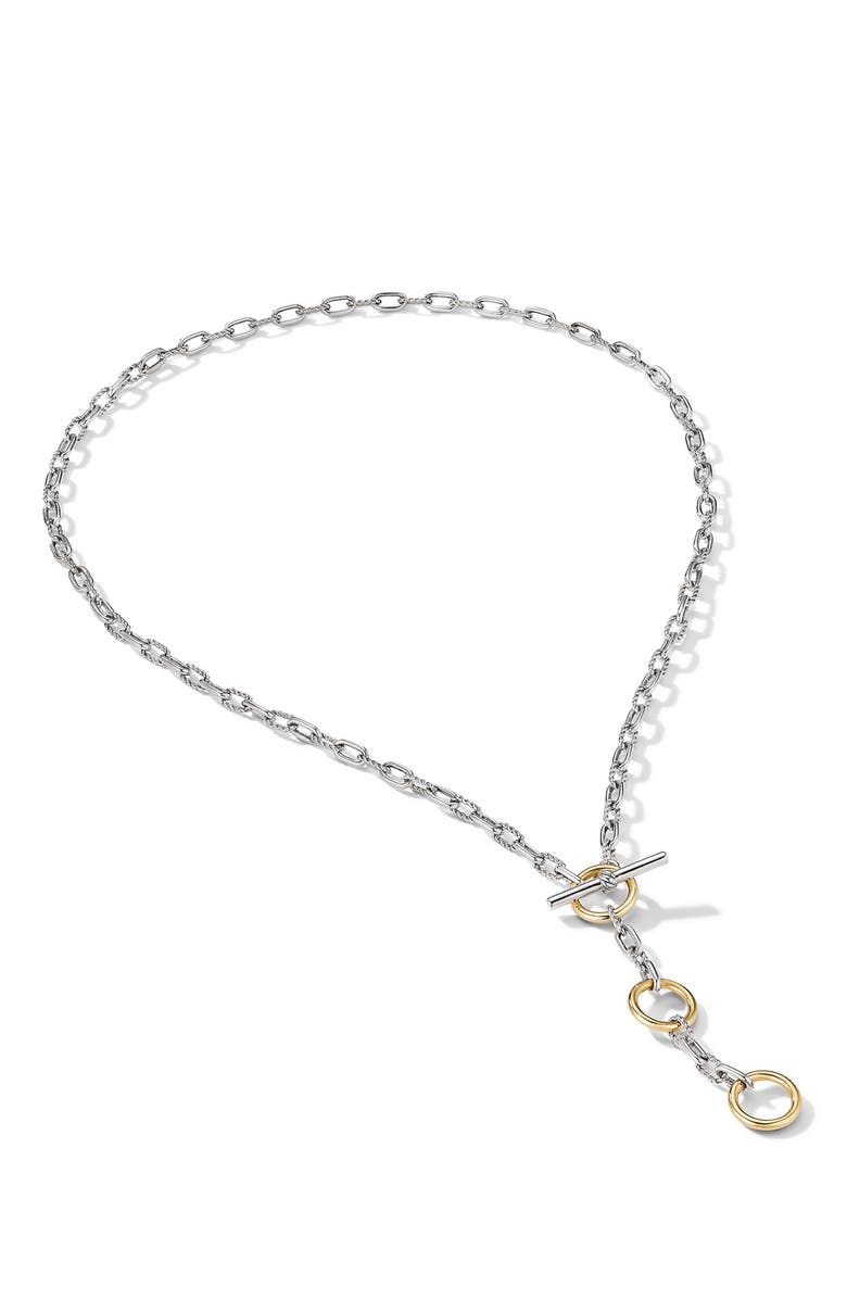 David Yurman DY Madison<sup>®</sup> Three Ring Chain Necklace in Sterling Silver with 18K Yellow Gold, 3mm, Main, color, 