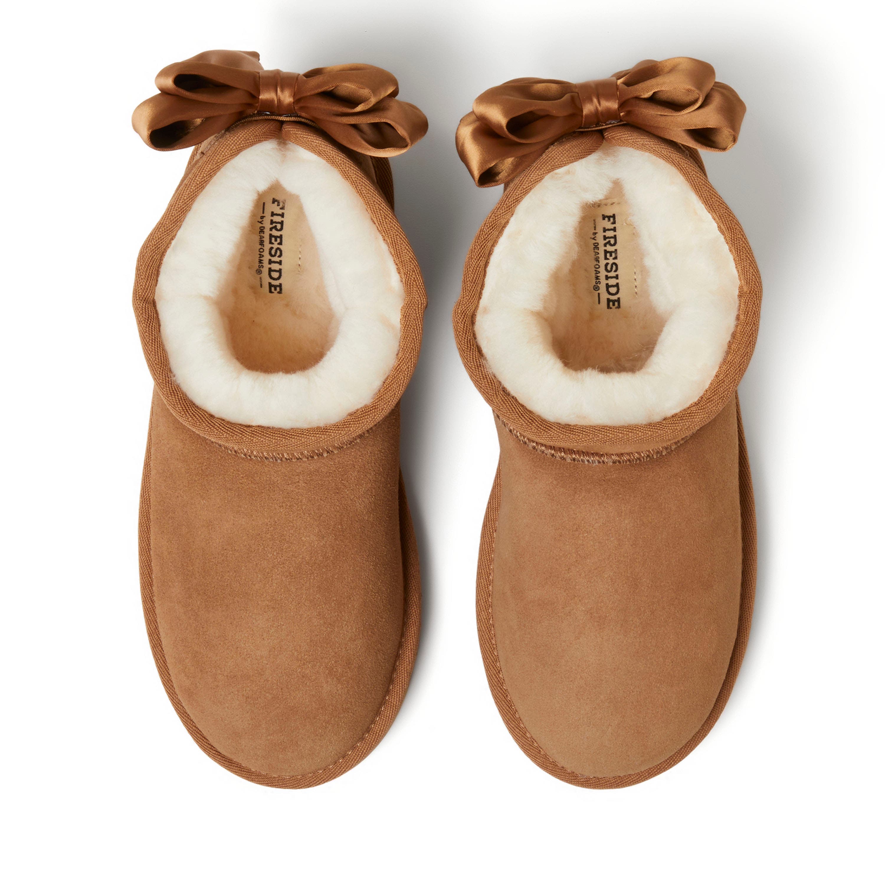 DEARFOAMS Fireside Riverland Genuine Shearling Bootie with Bow, Alternate, color, 