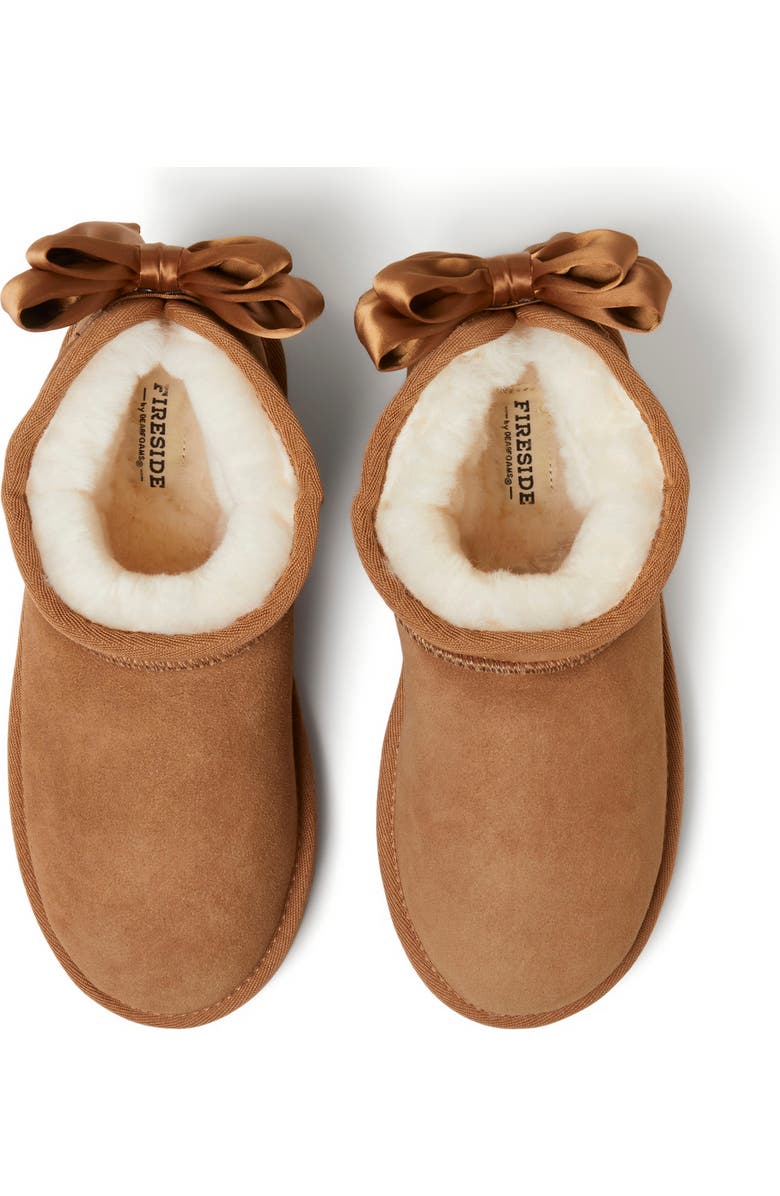 DEARFOAMS Fireside Riverland Genuine Shearling Bootie with Bow, Alternate, color,