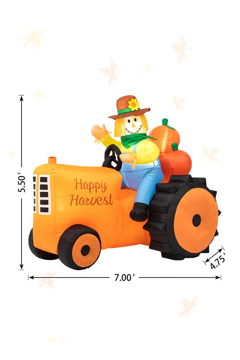 7ft Fall Lighted Inflatable Tractor Decor, Alternate, color, Orange