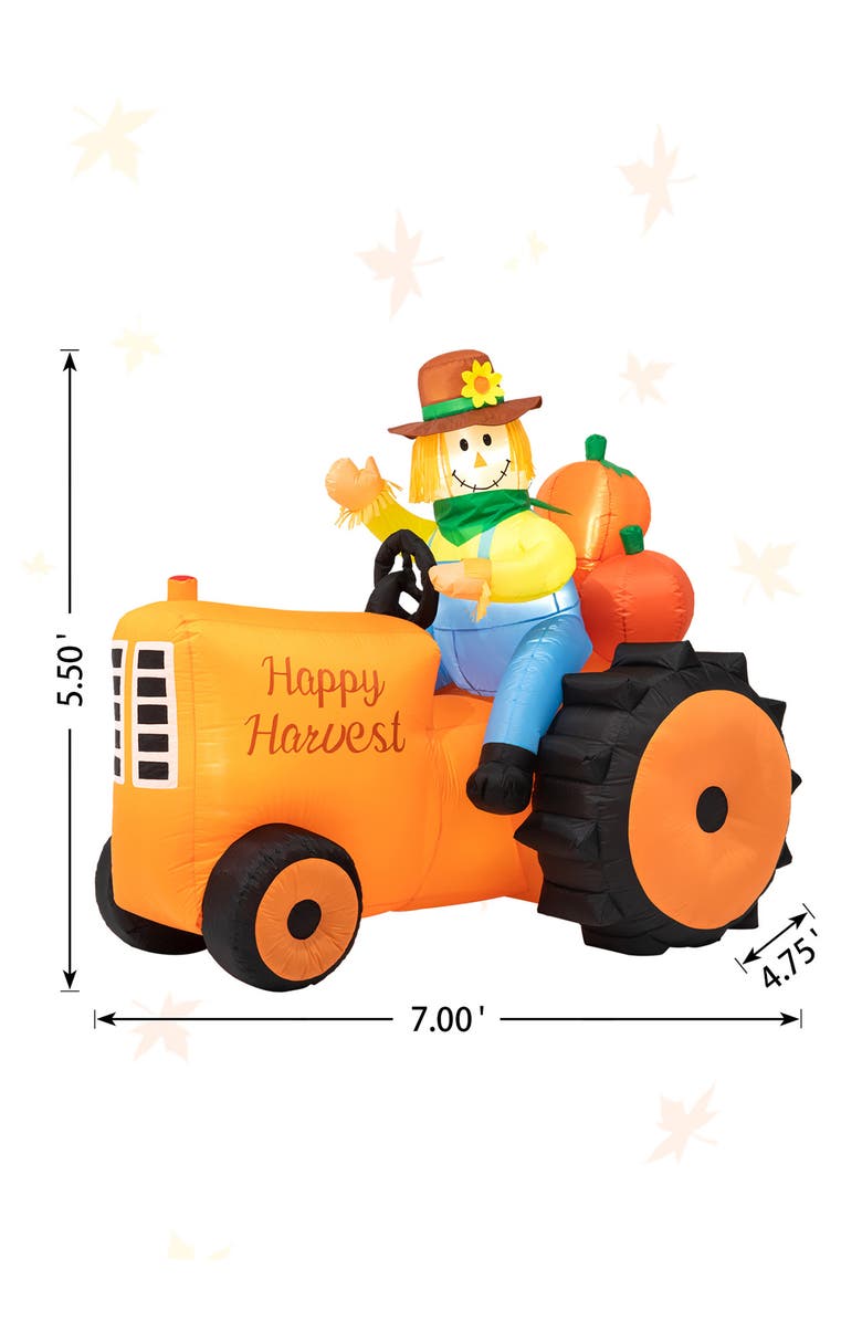 Glitzhome 7ft Fall Lighted Inflatable Tractor Decor, Alternate, color, 