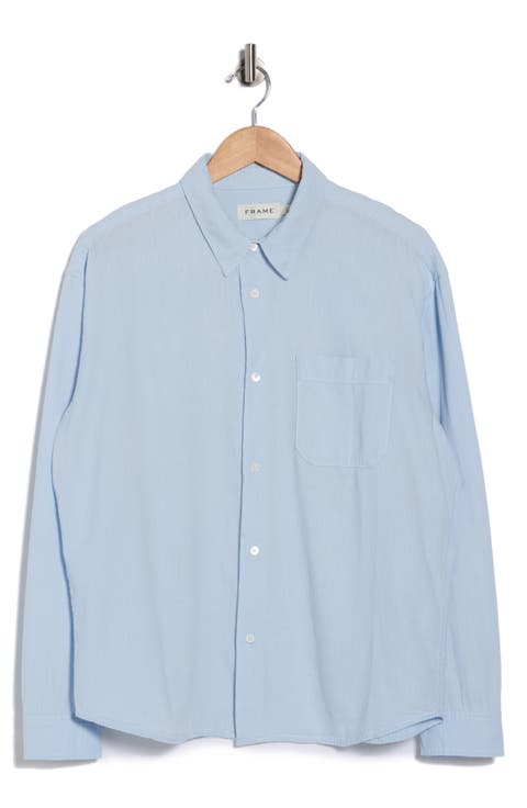 Cotton & Linen Chambray Button-Up Shirt