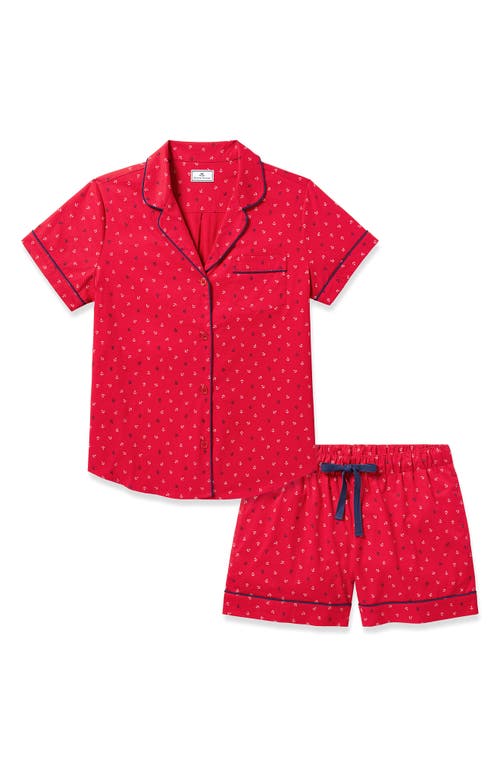 Shop Petite Plume Print Cotton Twill Short Pajamas In Red