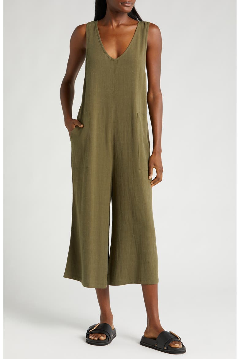 Sleeveless Wide Leg Jumpsuit, Main, color, OLIVE KALAMATA