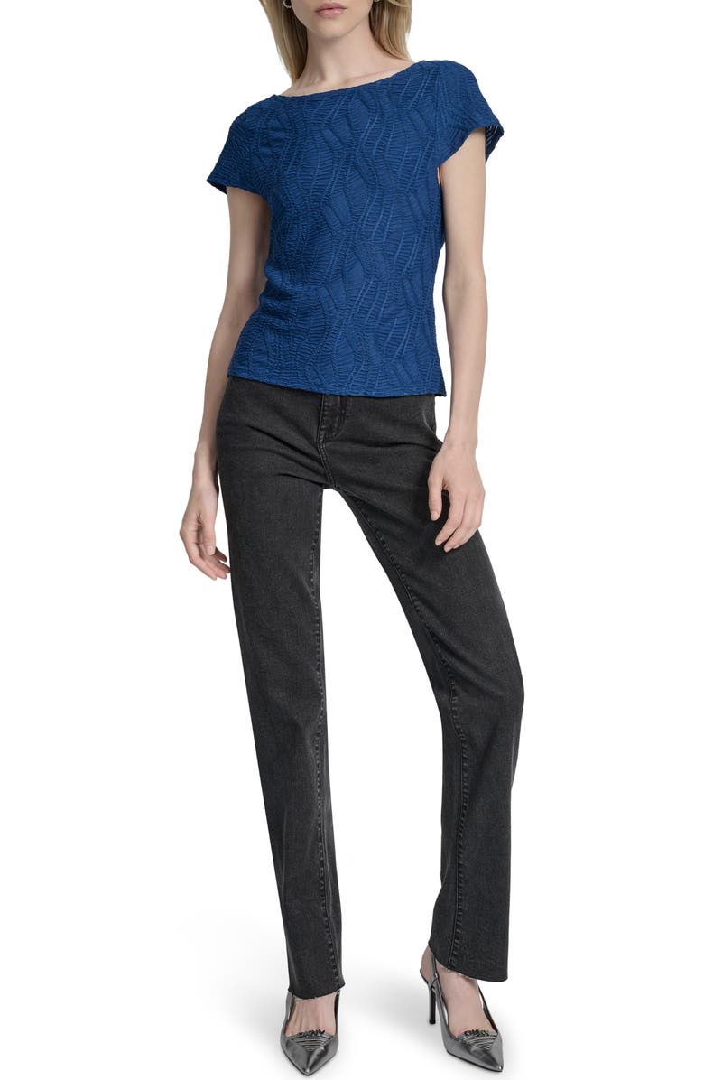 DKNY Texture Knit Top, Alternate, color, Cadet Blue