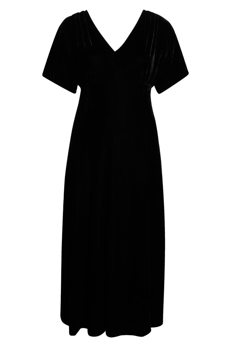 Velvet V-Neck Maxi Dress, Alternate, color, BLACK