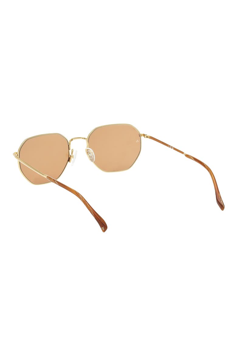 53mm Geometric Sunglasses, Alternate, color, GOLD METAL AMBER BROWN HORN