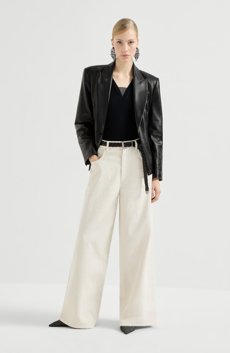 Brunello Cucinelli Ribbed jersey T-shirt, Alternate, color, Black