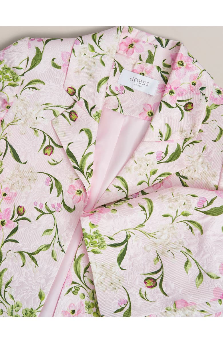 HOBBS LONDON Lana Cropped Floral Jacket, Alternate, color, Pale Pink Multi