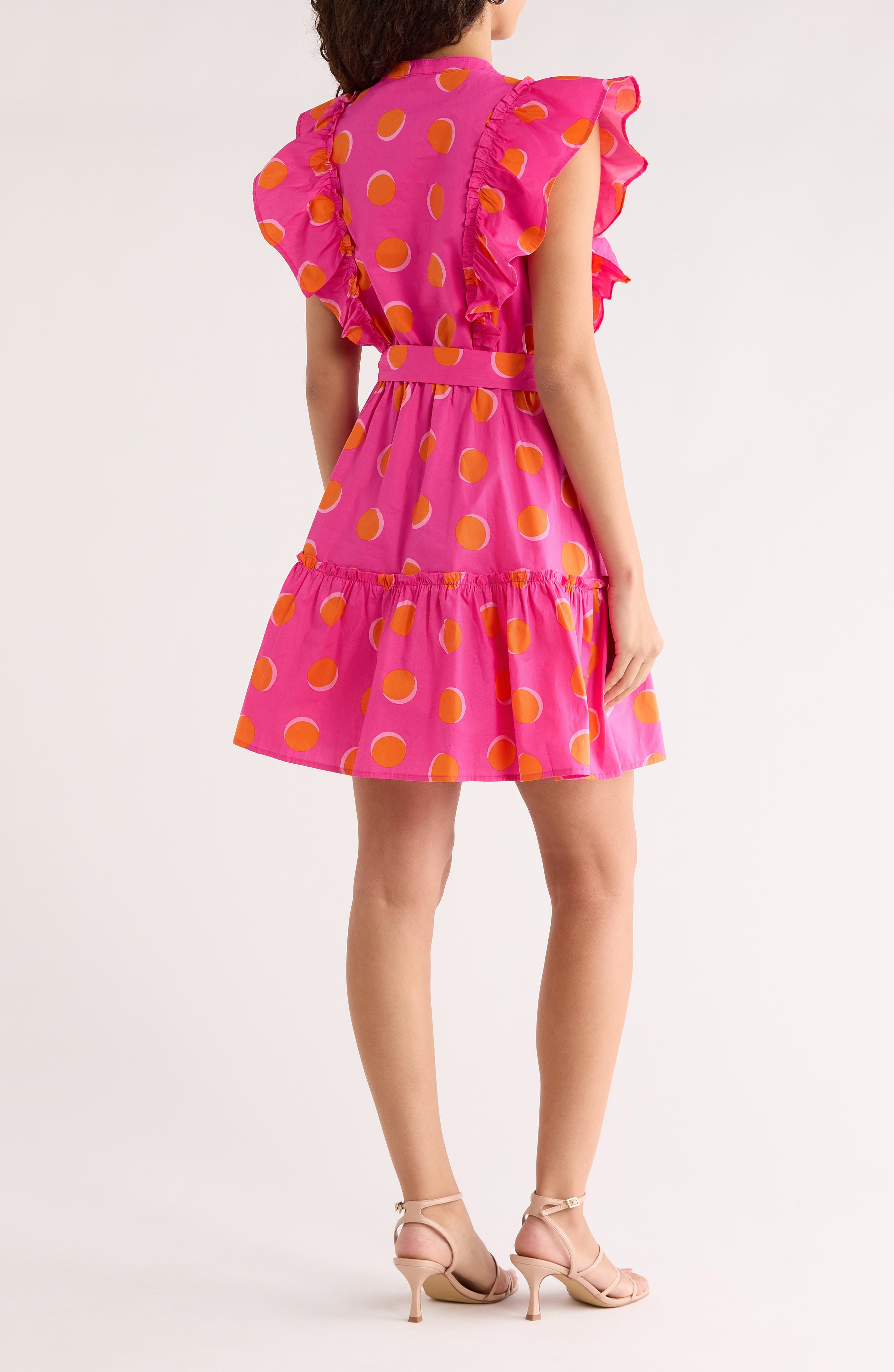 Rosy Polka Dot Ruffle Minidress - image 2