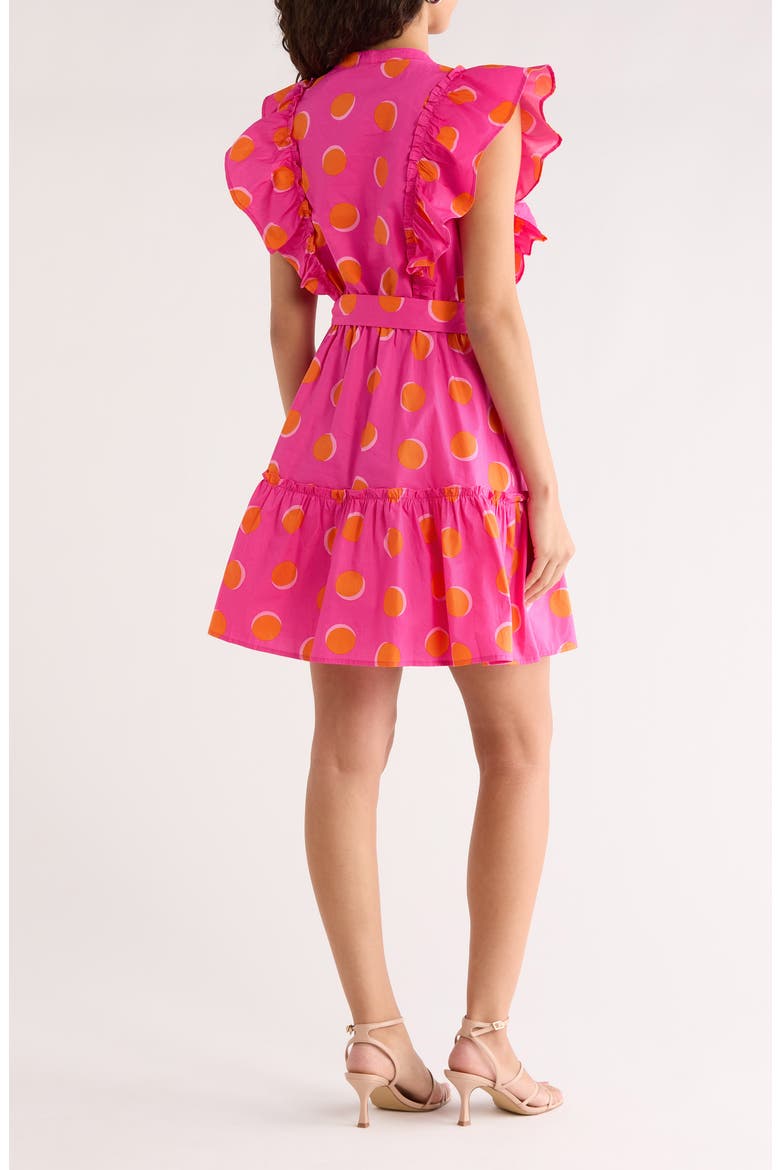 Rosy Polka Dot Ruffle Minidress, Alternate, color, FUCHSIA-ORANGE-DOT