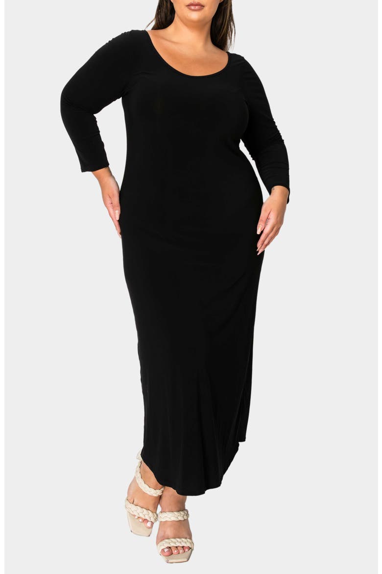 Ashe Long Sleeve Maxi Dress, Alternate, color, BLACK