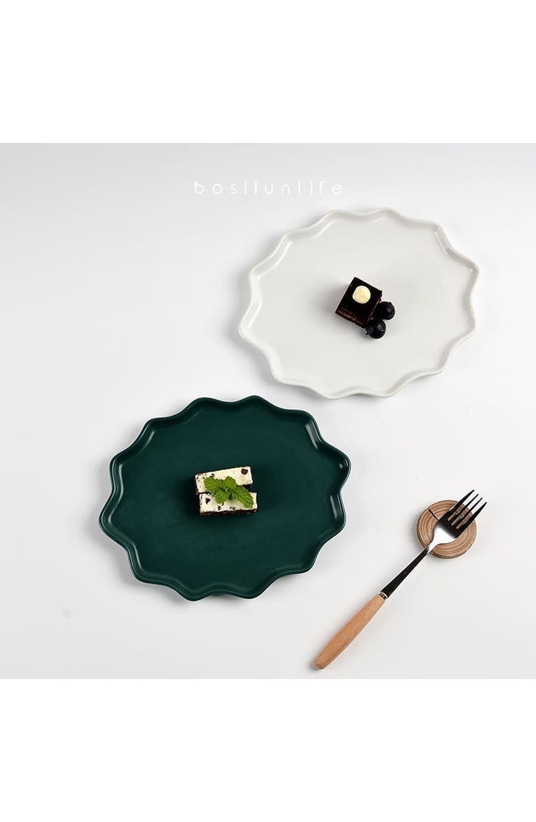 Bosilunlife Bring Nature Inside Dinner Plate Recycled Eco-Clay 4-pcs set, Alternate, color, White