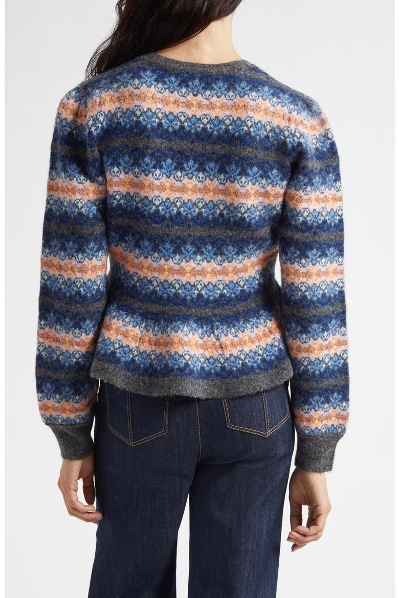 Evelyn Stripe Peplum Crewneck Sweater, Alternate, color, CHARCOAL MULTI