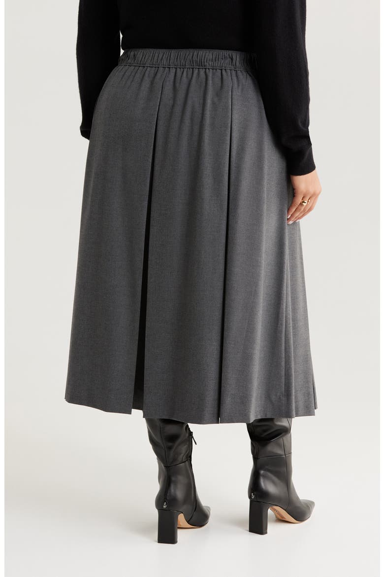 Pleated Midi Skirt, Alternate, color, GREY DARK HEATHER