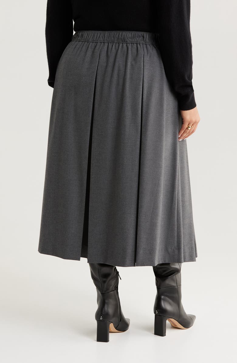 Nordstrom Pleated Midi Skirt, Alternate, color, Grey Dark Heather
