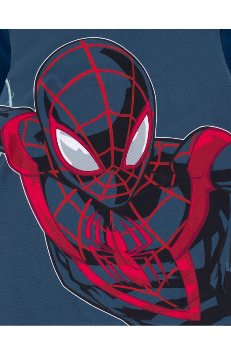 Marvel Short Sleeve Rash Guard & Swim Trunks, Alternate, color, Spider-Man Miles Morales Gray