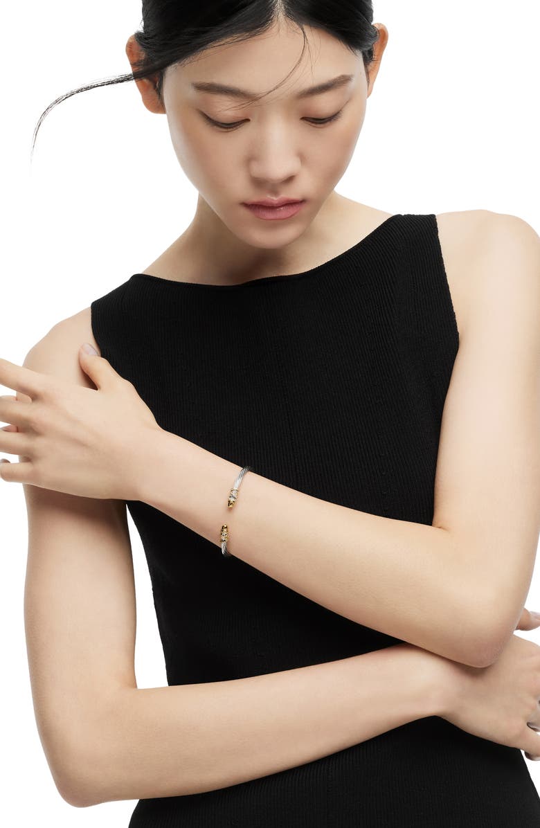 David Yurman Helena Bracelet in Sterling Silver & 18K Gold with Diamonds, 4mm, Alternate, color, Gold/ Silver/ Gold Dome