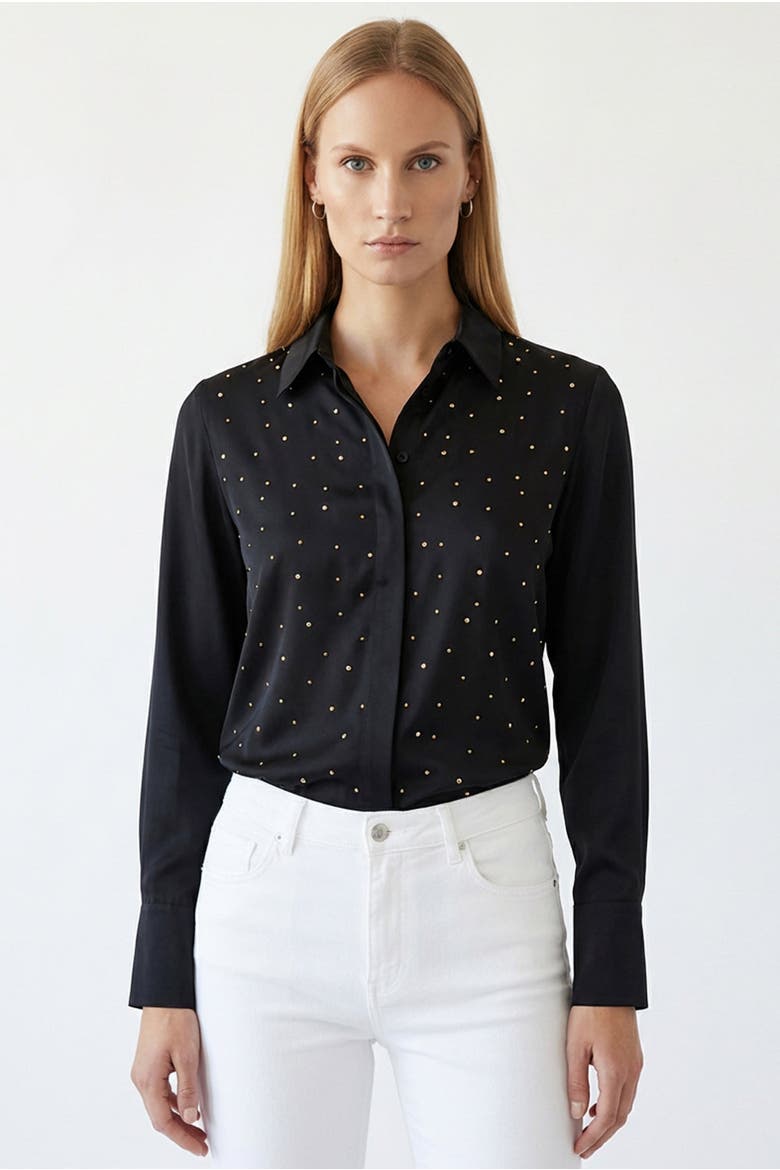 Corrie Long Sleeve Shirt, Alternate, color, BLACK