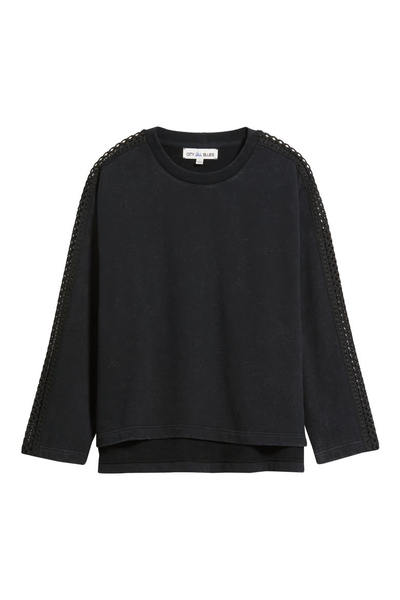 Detailed Sleeve Sweatshirt, Alternate, color, BLACK