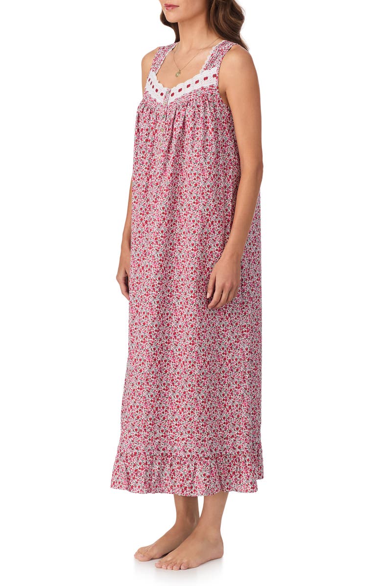Eileen West Floral Sleeveless Ballet Nightgown, Alternate, color, White Ditsy