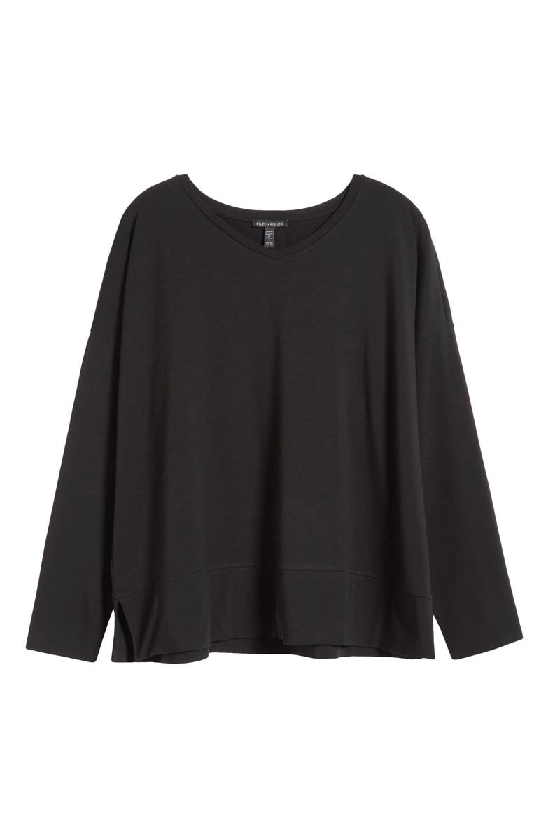 Eileen Fisher Boxy Long Sleeve V-Neck Top, Alternate, color, 
