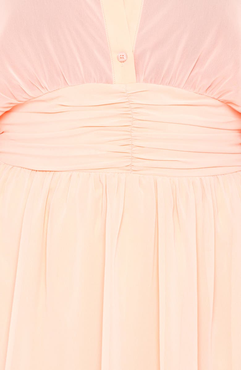 BUXOM COUTURE Cinch Waist Long Sleeve Chiffon Shirtdress, Alternate, color, Pastel Pink