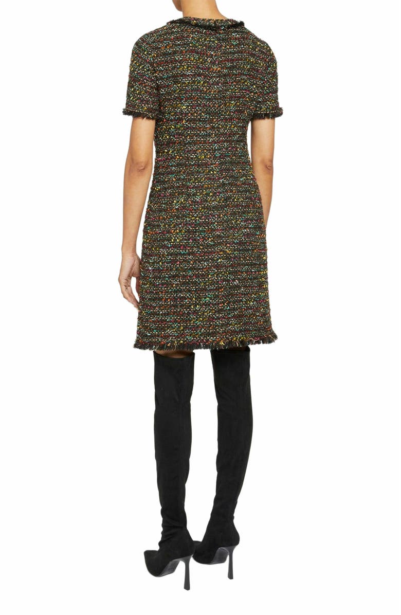 Santorelli SHEA Short Sleeve Shift Dress in Luxury Lurex Tweed, Alternate, color, Sage Multi
