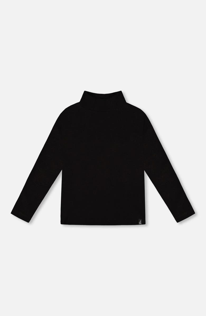 Deux par Deux Super Soft Ribbed Mock Neck Top, Main, color, Black