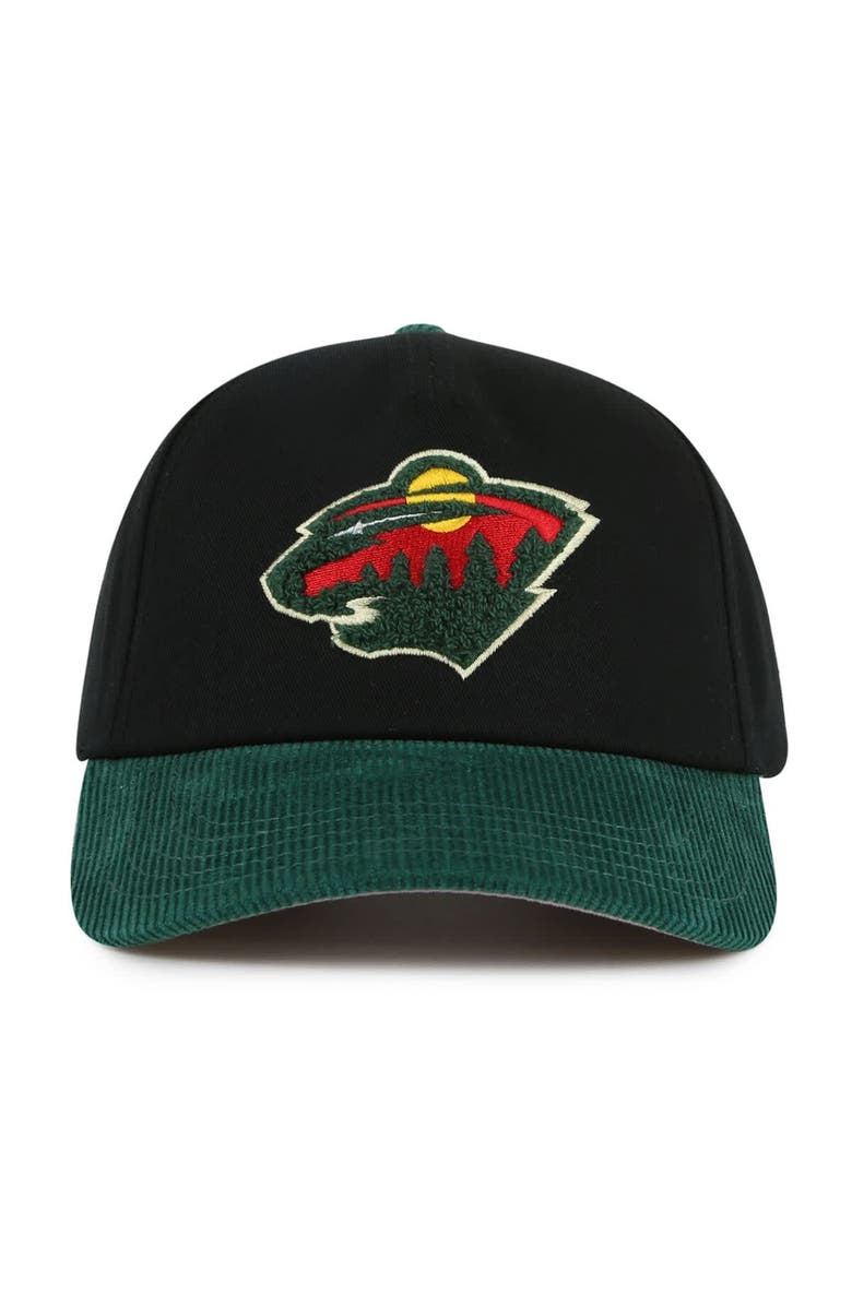 American Needle Men's American Needle Black/Green Minnesota Wild Burnett Adjustable Hat, Main, color, Black