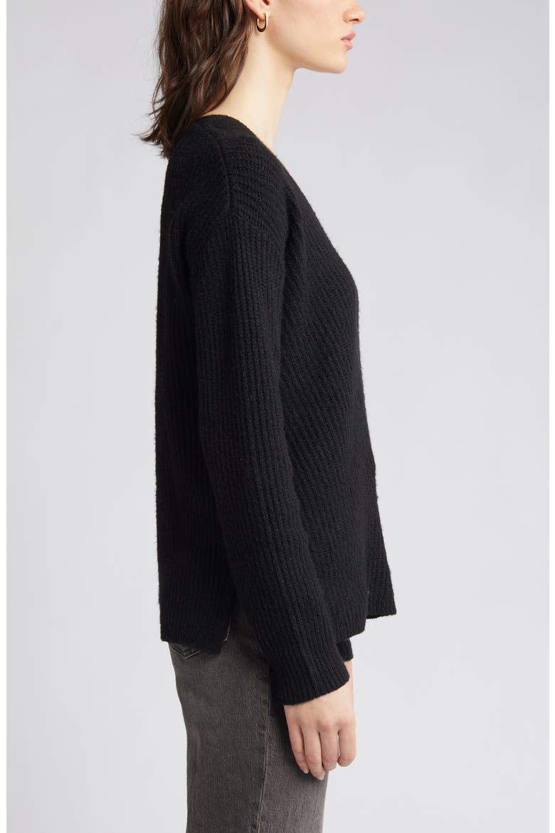 Directional V-Neck Sweater, Alternate, color, BLACK