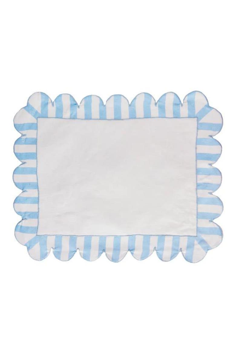 Jardin Set of 4 Stripe Linen Placemats, Main, color, BLUE