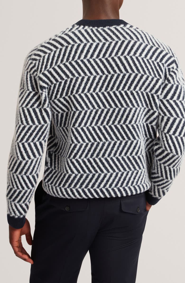 Ted Baker Sergej Zigzag Wool Blend Sweater, Alternate, color, Navy