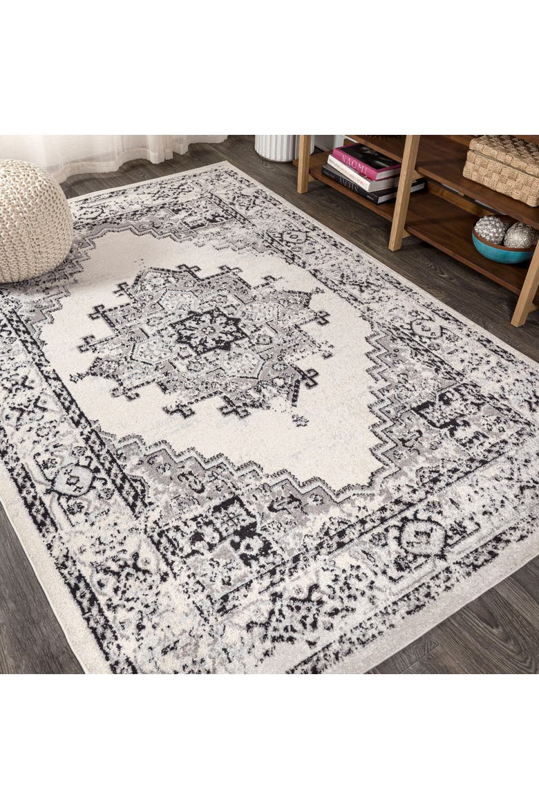 Inigo Cottage Medallion Area Rug, Alternate, color, Dark Gray/Cream